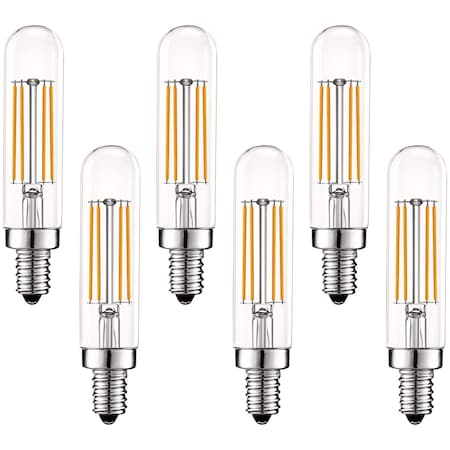 Luxrite T6/T6.5 LED Bulbs 5W (60W Equivalent) 500LM 2700K Warm White Dimmable E12 Candelabra Base 6-Pack LR21622-6PK